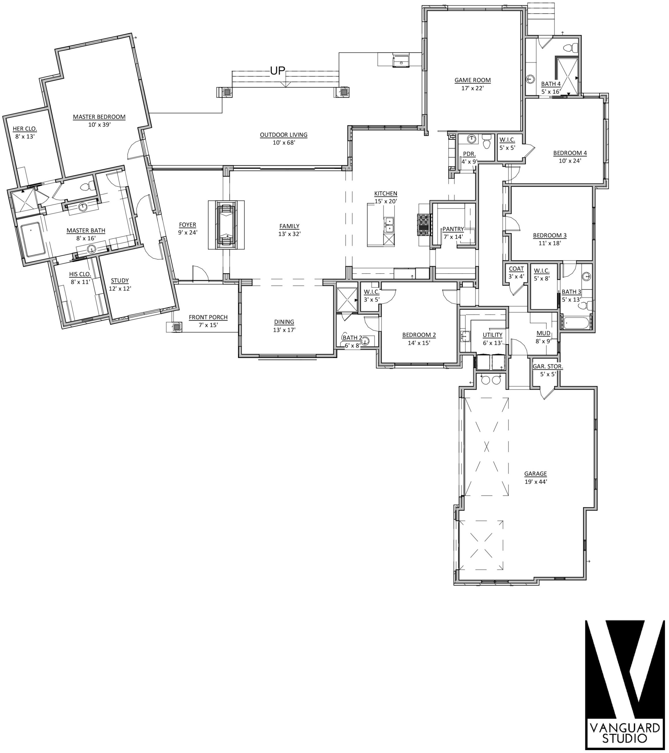 Ultra modern floor plan Agarita Sendero Homes